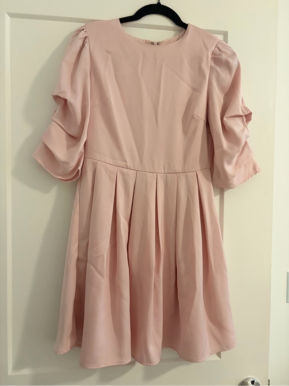 Lena Dusty Pink A-Line Dress with Round Neck